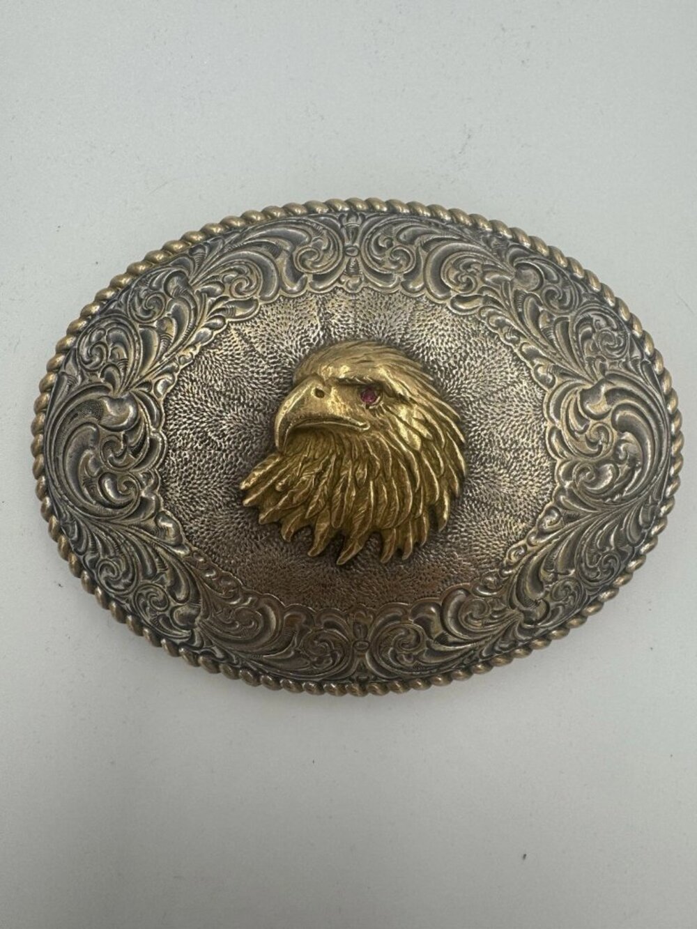 Vintage Crumrine Bald Eagle Belt Buckle Western USA 70s